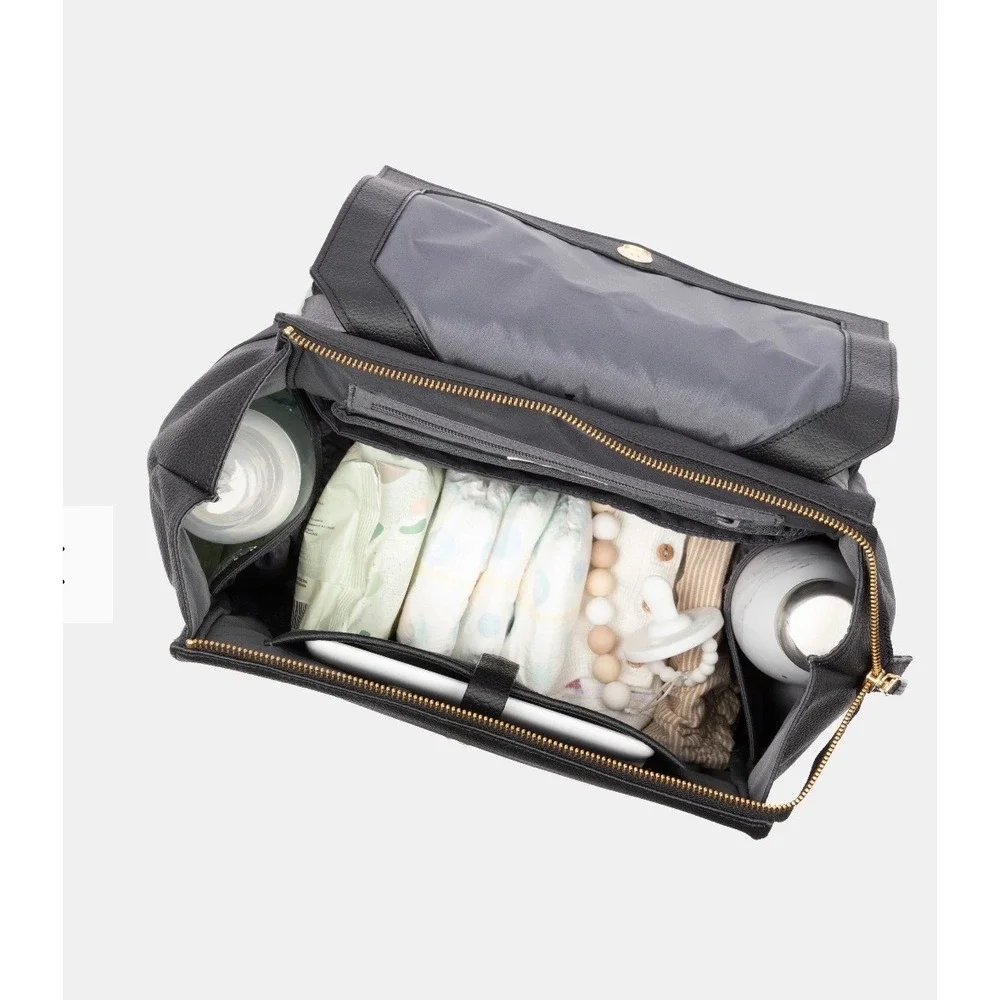 Freshly Picked Classic Diaper Bag Backpack Black Vegan Leather GLD Hardware $199